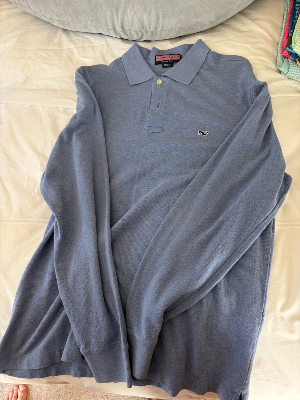 Vineyard Vines Men's Long-Sleeve Polo in Dusty Blue